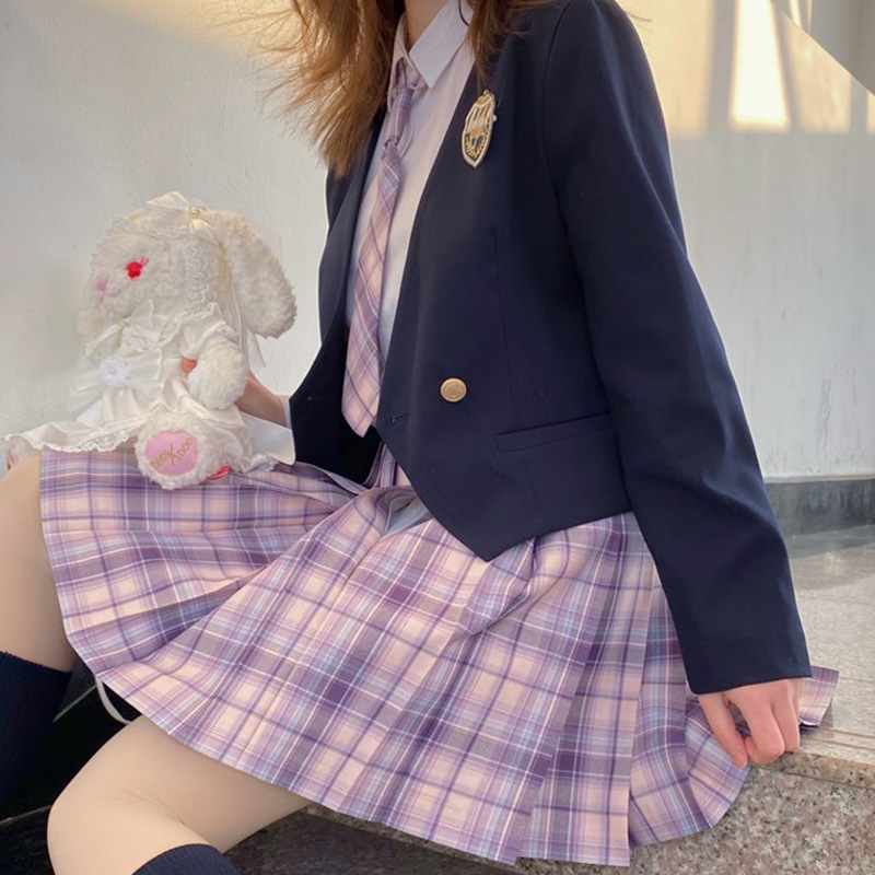 일본 JK 학생 하이 웨이스트 빈티지 플리츠 A 라인 스커트 스커트, 여학생 유니폼, 대학생 치마